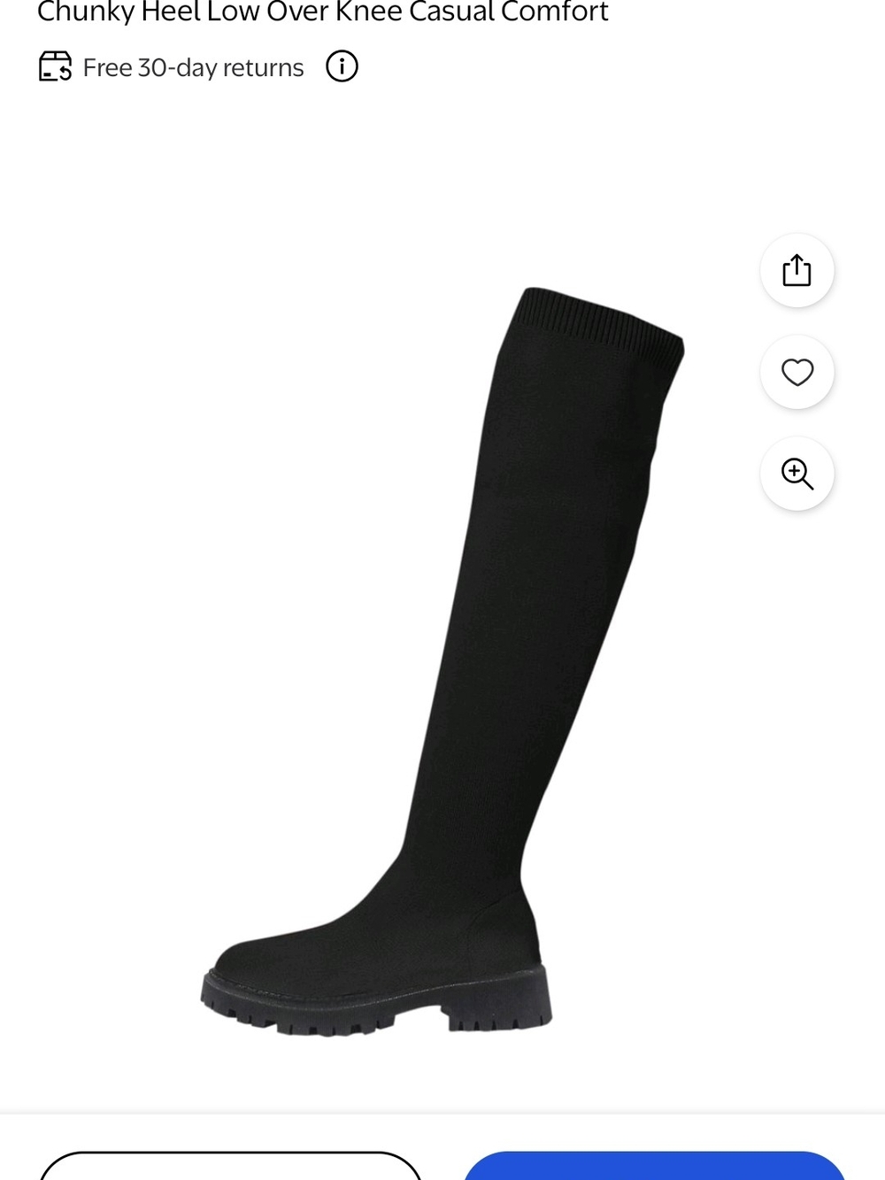 Black Over-the-Knee Chunky Heel Boot